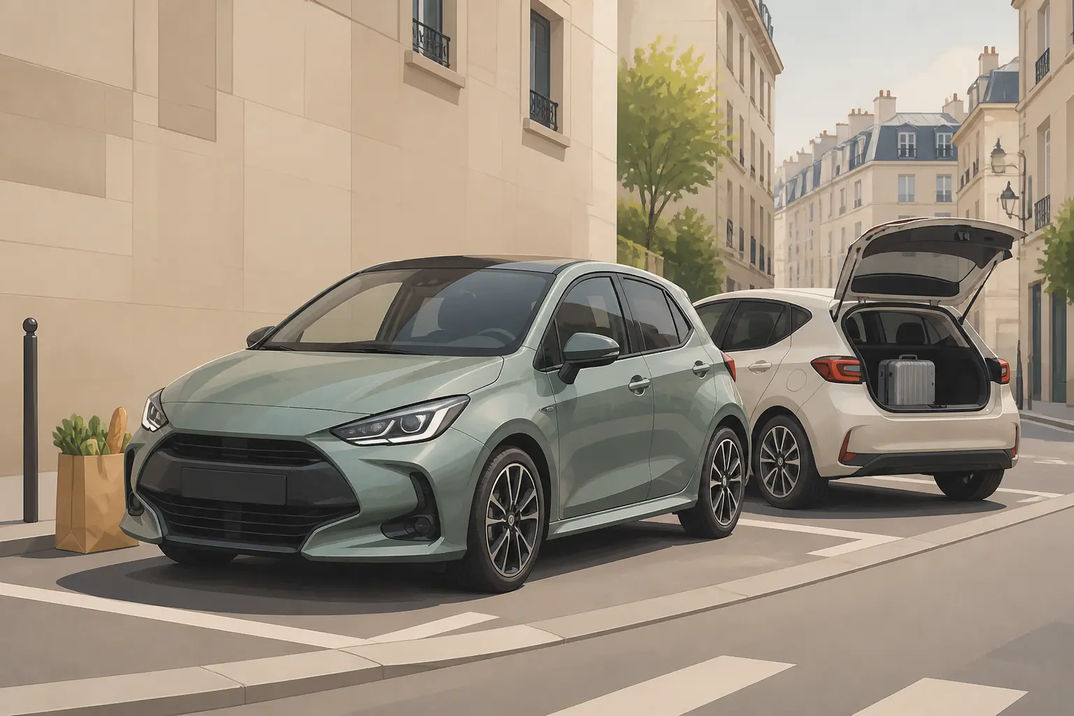 Voiture hybride non rechargeable compacte en ville, avec alternative urbaine et petit coffre, pour petit budget